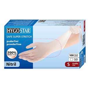HYGOSTAR unisex Einmalhandschuhe SAFE SUPER STRETCH weiß Größe S 100 St. von HYGOSTAR