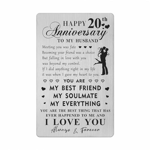 HYHYDHP Karte zum 20. Hochzeitstag, Geschenke für Ehemann – Geburtstagskarte zum 20. Jahrestag für Ihn und Herren von HYHYDHP