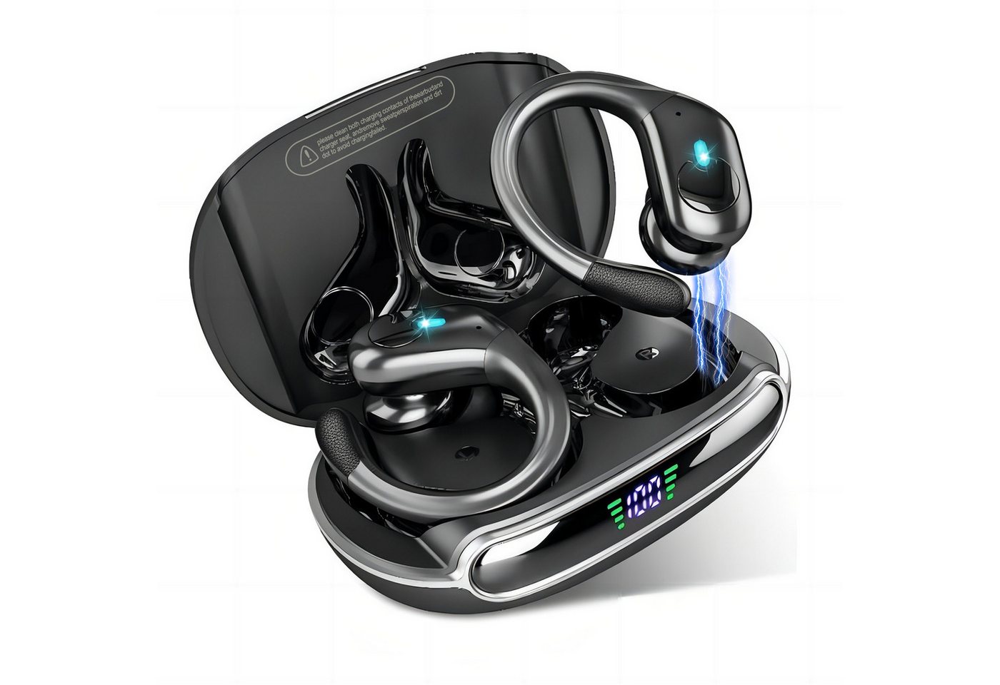 HYIEAR Bluetooth 5.3 Sportkopfhörer,Earbuds Kabellos mit Ohrbügeln, IPX5 In-Ear-Kopfhörer (Siri, Bluetooth, Regen- und schmutzabweisend. Smart Touch, geringer Stromverbrauch) von HYIEAR