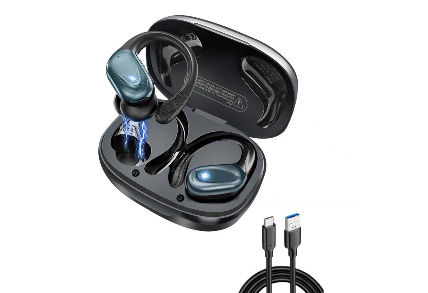 HYIEAR Ohrhörer,Kopfhörer,Kopfhörer kabellos bluetooth,Headset mit mikrofon In-Ear-Kopfhörer (Bluetooth, Stereo USB-C, Ultraleichte Ohrbügel, lange Akkulaufzeit, IPX5 Wasserdicht) von HYIEAR