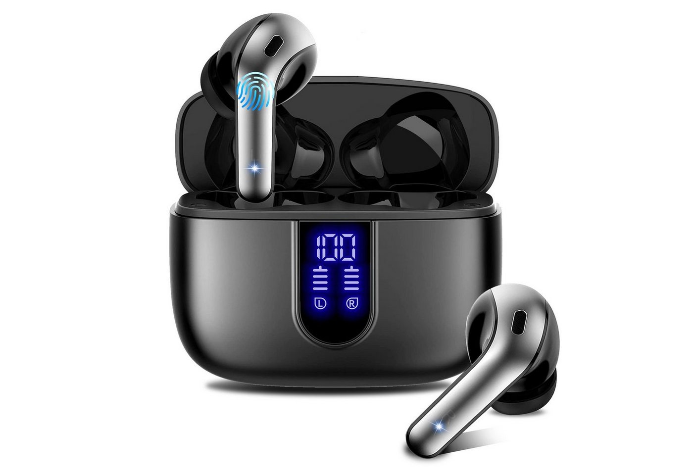 HYIEAR Kopfhörer kabellos Bluetooth 5.3, IPX5 wasserdicht, für Android/iOS wireless In-Ear-Kopfhörer (Voice Assistant, Bluetooth, Stereo USB-C) von HYIEAR