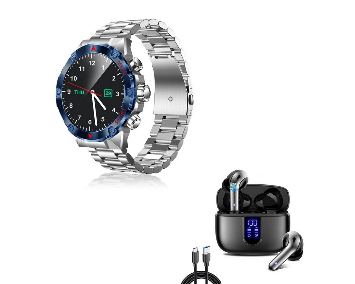 HYIEAR SmartWatch Männer und Frauen, 5,3 wasserdichtes Bluetooth -Headset Smartwatch (Android/iOS), Wird mit UsB-Ladekabel geliefert., Sportarmbänder, Gesundheitsfunktionen, individuelle Zifferblatter von HYIEAR