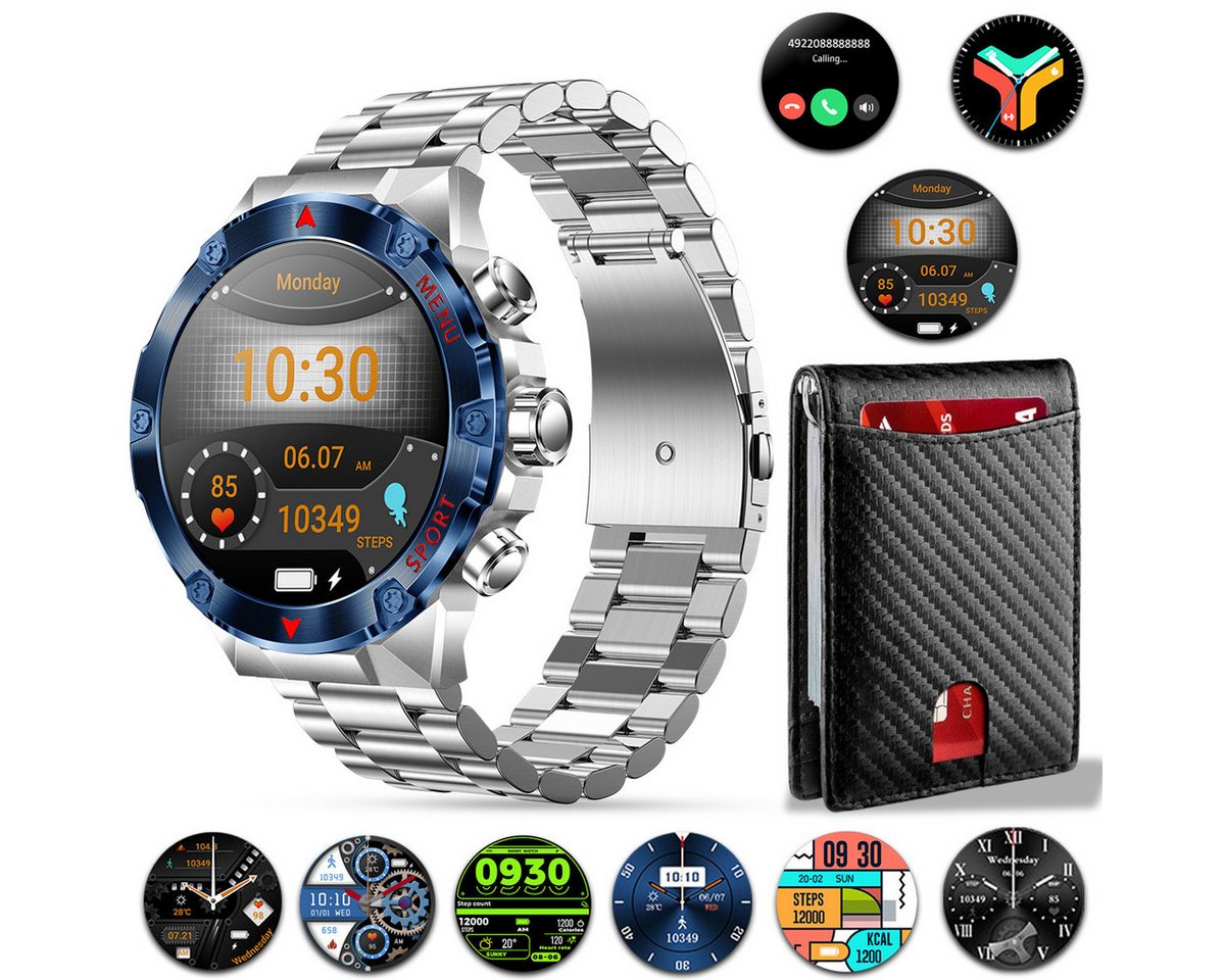 HYIEAR Smartwatch, 1,43, IP67 wasserdicht, mit schwarzer Geldbörse Smartwatch, 2-tlg., Wird mit USB-Ladekabel geliefert., Sportarmbänder, Fitnessuhren, individuelle Zifferblätter" von HYIEAR