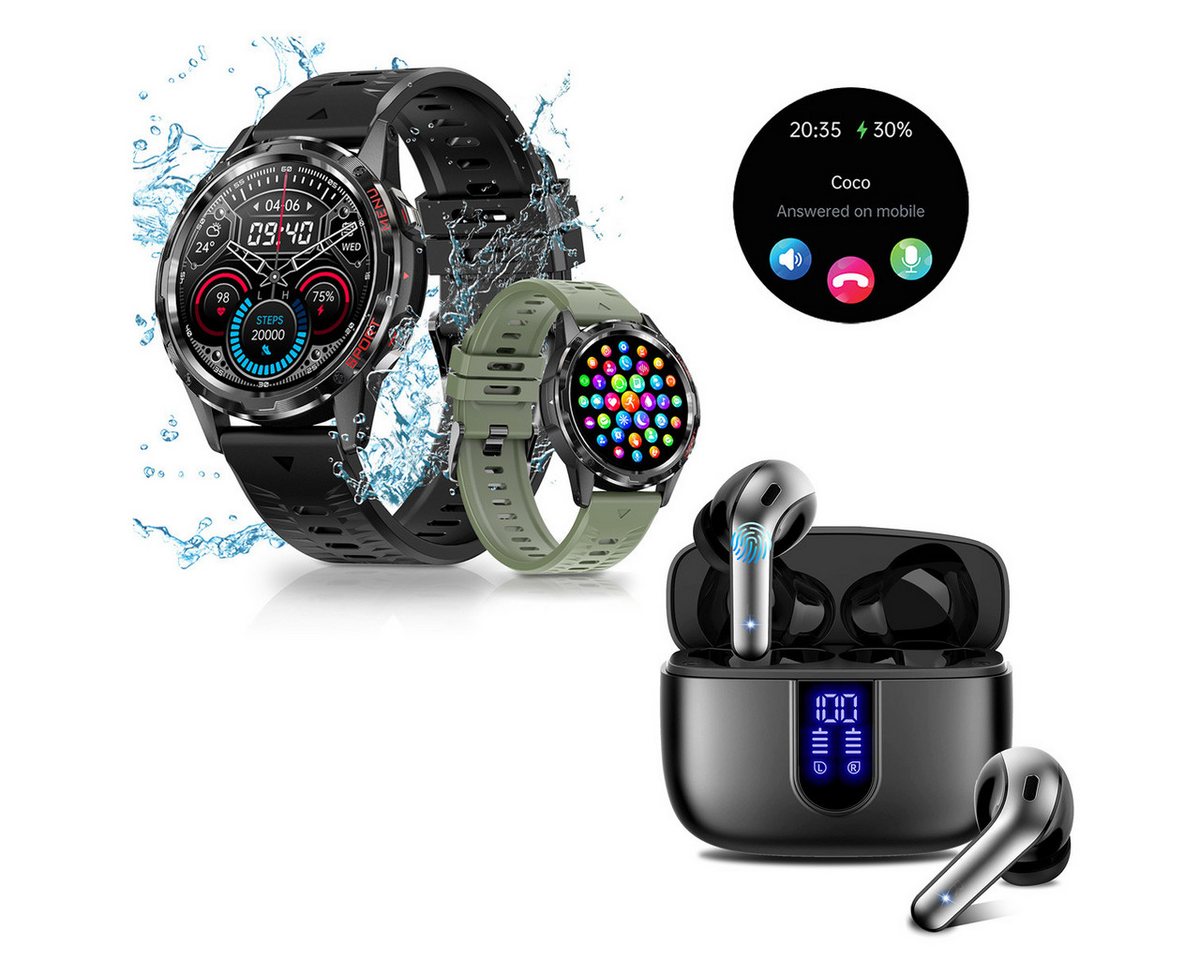HYIEAR Smartwatch 1,32 & Bluetooth 5.3 Kopfhörer Sport,für Android und IOS Smartwatch Set, Wird mit USB-Ladekabel geliefert., Voice Assistant, individuelle Zifferblätter, geringer Stromverbrauch." von HYIEAR