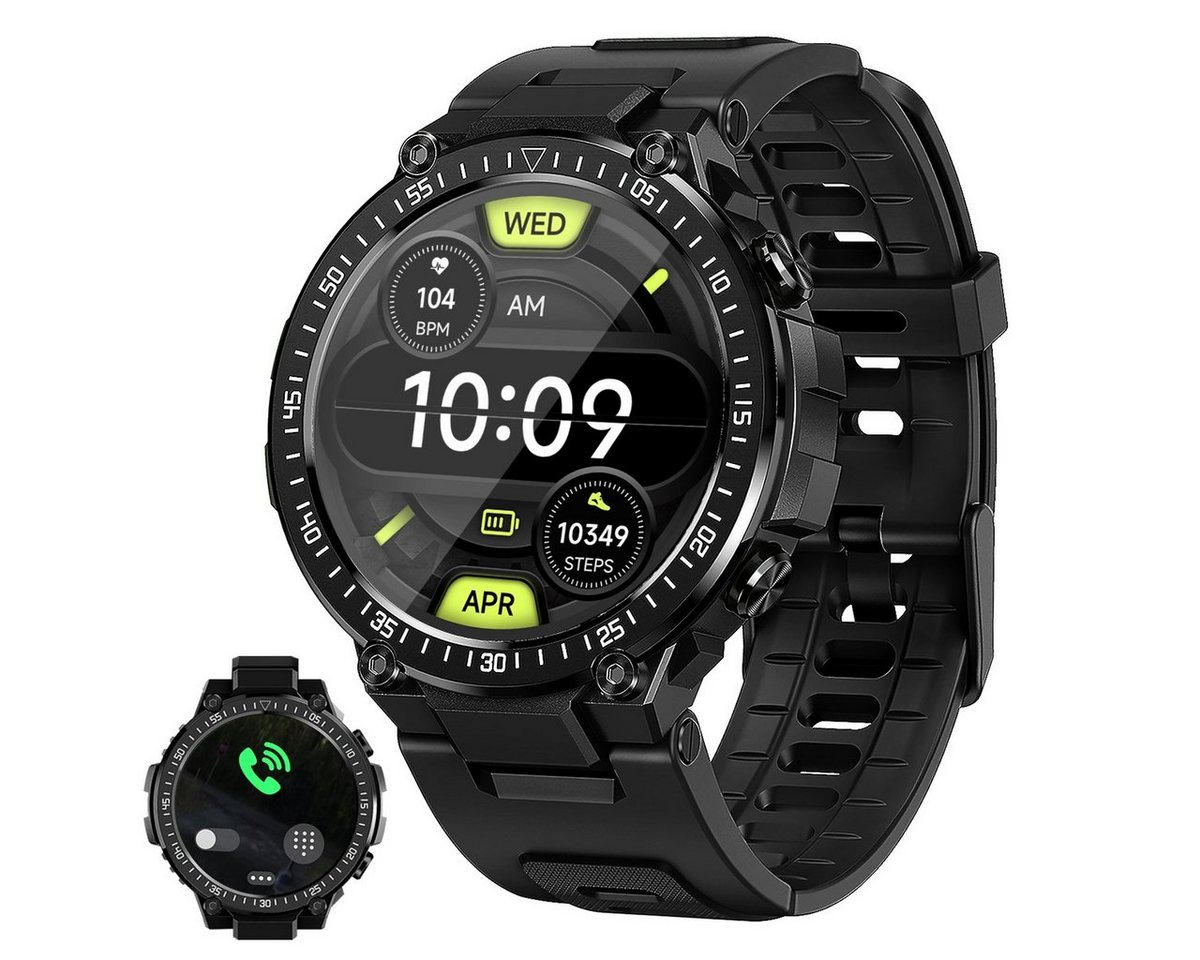 HYIEAR Smartwatch Damen Herren, 1,39 Touchscreen, IP68 wasserdicht Smartwatch, 1-tlg., Wird mit USB-Ladekabel geliefert, Sportarmbänder, Fitnessuhren, Gesundheitsfunktionen" von HYIEAR