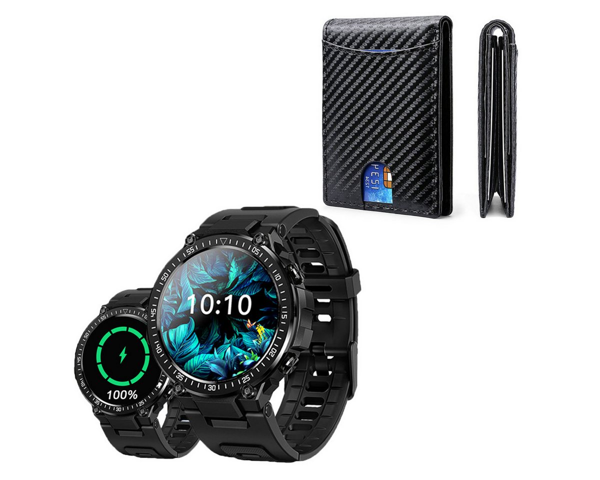 HYIEAR Smartwatch für Damen und Herren, IP68 wasserdicht, Herren-Geldbörse Smartwatch (Android/IOS), Kommt mit austauschbaren Silikonbandern und magnetischem Ladekabel, Eingehender Anruf, Sportmodus, Herzfrequenzmessung, Sprachassistent von HYIEAR