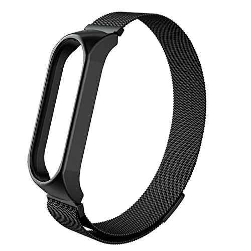 HYKEJI Armband Kompatibel mit Xiaomi Mi Band 3 / 4, Metall Mesh Edelstahl Damen Herren Armband mit Magnet, Schwarz, 160mm bis 230mm von HYKEJI