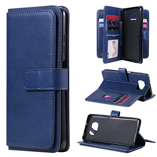 Brieftasche Handyhülle für Xiaomi Poco X3 Pro Hülle, Handytasche PU Leder [10 Kartenfächer][Standfunktion] [Magnet] Stoßfeste Schutzhülle Flip Case Kompatibel mit Xiaomi Poco X3 Pro (E) von HYKEJI