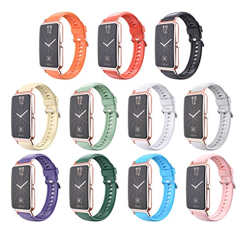 HYKEJI 11 Stück Sport Armband Kompatibel mit Huawei Watch Fit Mini, Huawei Watch Fit Mini Armband Atmungsaktives Weiches Silikon Ersatz Armband für Huawei Watch Fit Mini (11 Stück) von HYKEJI