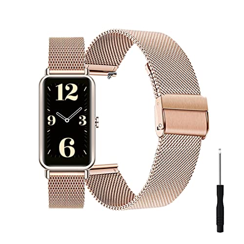 HYKEJI Ersatzarmband Kompatibel mit Huawei Watch Fit Mini Armband für Damen/Herren, Huawei Watch Fit Mini Ersatz Edelstahl Metall Armband für Huawei Watch Fit Mini (Roségold) von HYKEJI