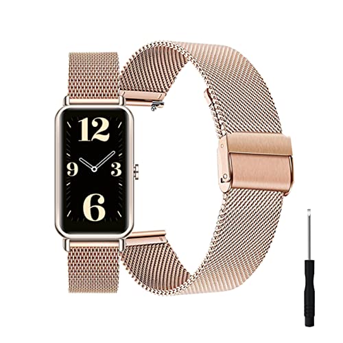 HYKEJI Ersatzarmband Kompatibel Mit Huawei Watch Fit Mini - Edelstahl Metall Armband für Damen/Herren (Roségold) von HYKEJI
