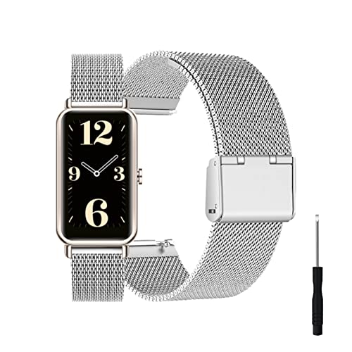 HYKEJI Ersatzarmband Kompatibel mit Huawei Watch Fit Mini Armband für Damen/Herren, Huawei Watch Fit Mini Ersatz Edelstahl Metall Armband für Huawei Watch Fit Mini (Silber) von HYKEJI