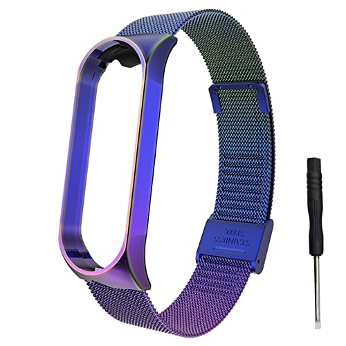 HYKEJI Ersatzarmband Kompatibel mit Xiaomi Mi Band 6 / Mi Band 5 Armband für Damen/Herren, Ersatz Edelstahl Metall Armband für Xiaomi Mi Band 6 / Mi Band 5 (M) von HYKEJI