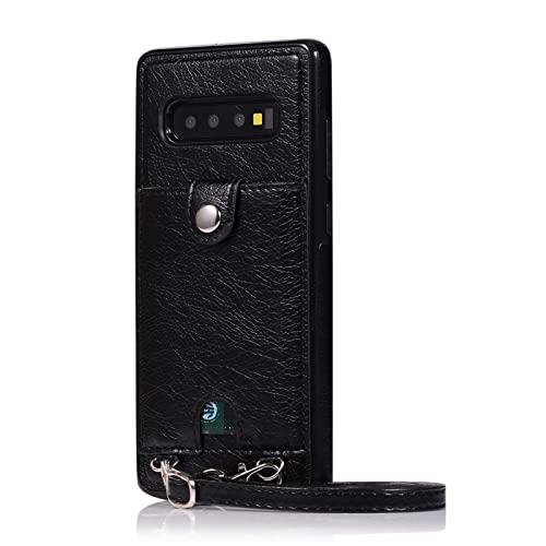 HYKEJI Handykette Handyhülle für Samsung Galaxy S10 Hülle, mit Verstellbarer Band Necklace(abnehmbar) Hülle, Lederhülle PU Leder [Kartenfächer] Cover Schutzhülle Kompatibel mit Samsung Galaxy S10 (C) von HYKEJI