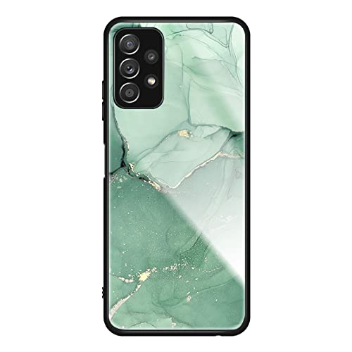 HYKEJI Hülle für Samsung Galaxy A32 4G Hülle, Handyhülle Samsung Galaxy A32 4G Marmor Gehärtetes Glas UltraDünn Hard Back mit Weichem TPU Farbverlaufs Handyhülle kompatibel mit Samsung A32 4G (K) von HYKEJI