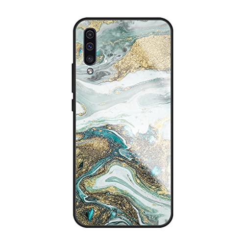 HYKEJI Hülle für Samsung Galaxy A50 Hülle, Handyhülle Samsung Galaxy A50 Marmor Gehärtetes Glas UltraDünn Hard Back mit Weichem TPU Farbverlaufs Handyhülle kompatibel mit Samsung A50 (2) von HYKEJI