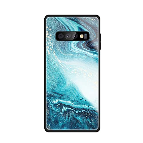 HYKEJI Hülle für Samsung Galaxy S10 Hülle, Handyhülle Samsung Galaxy S10 Marmor Gehärtetes Glas UltraDünn Hard Back mit Weichem TPU Farbverlaufs Handyhülle kompatibel mit Samsung Galaxy S10 (12) von HYKEJI