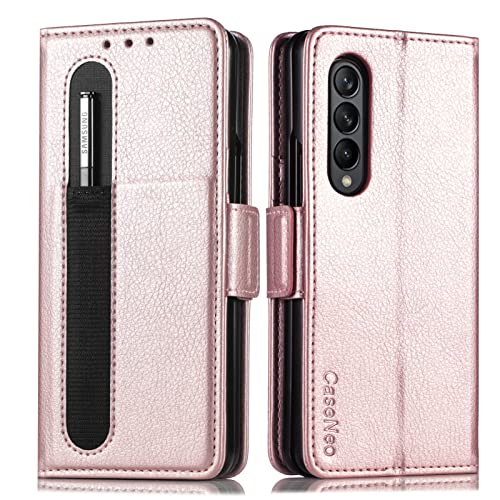 HYKEJI Hülle für Samsung Galaxy Z Fold 3 5G Leder Schutzhülle Geldbörse, mit Stifthalter S Pen Edition, Brieftasche [Kartenfach] Handytasche kompatibel (C) von HYKEJI
