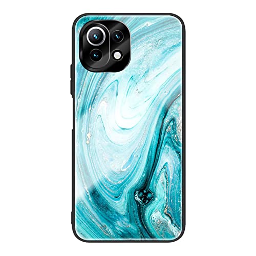 HYKEJI Hülle für Xiaomi Mi 11 Lite 5G Hülle, Handyhülle Xiaomi Mi 11 Lite 5G Marmor Gehärtetes Glas UltraDünn Hard Back mit Weichem TPU Farbverlaufs Handyhülle kompatibel mit Mi 11 Lite 5G (A) von HYKEJI