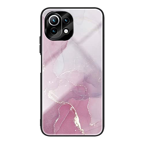 HYKEJI Hülle für Xiaomi Mi 11 Lite 5G Hülle, Handyhülle Xiaomi Mi 11 Lite 5G Marmor Gehärtetes Glas UltraDünn Hard Back mit Weichem TPU Farbverlaufs Handyhülle kompatibel mit Mi 11 Lite 5G (F) von HYKEJI