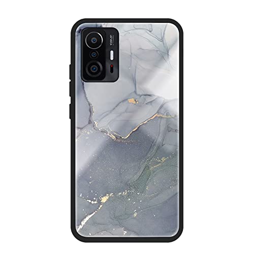 HYKEJI Hülle für Xiaomi Mi 11T / Mi 11T Pro Hülle, Handyhülle Xiaomi Mi 11T Pro Marmor Gehärtetes Glas UltraDünn Hard Back mit Weichem TPU Farbverlaufs Handyhülle kompatibel mit Xiaomi Mi 11T (G) von HYKEJI