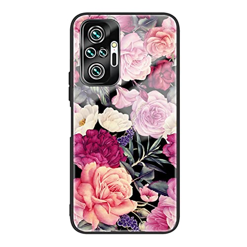 HYKEJI Hülle für Xiaomi Redmi Note 10 Pro Hülle, Blumen Handyhülle Dünn Bumper Cover Case Schutzhülle Kompatibel mit Xiaomi Redmi Note 10 Pro Gehärtetes Glas Schutz Harte Schale (B) von HYKEJI