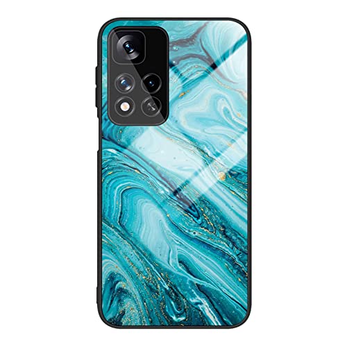 HYKEJI Hülle für Xiaomi Redmi Note 11 Pro 5G Hülle, Marmor Gehärtetes Glas UltraDünn Hard Back mit Weichem TPU Farbverlaufs Handyhülle kompatibel mit Xiaomi Redmi Note 11 Pro+ 5G (B) von HYKEJI