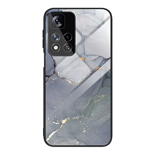 HYKEJI Hülle für Xiaomi Redmi Note 11 Pro 5G Hülle, Marmor Gehärtetes Glas UltraDünn Hard Back mit Weichem TPU Farbverlaufs Handyhülle kompatibel mit Xiaomi Redmi Note 11 Pro+ 5G (J) von HYKEJI