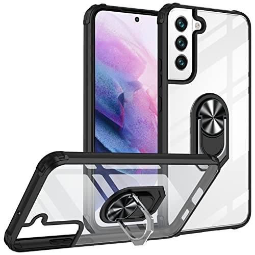 HYKEJI Kompatibel mit Samsung Galaxy S22 Plus Hülle, Samsung S22 Plus Hülle 360 Grad Ring Halter Handy Hüllen Cover Bumper Schutzhülle für Case Samsung S22 Plus Handyhülle (Silber-Ring) von HYKEJI