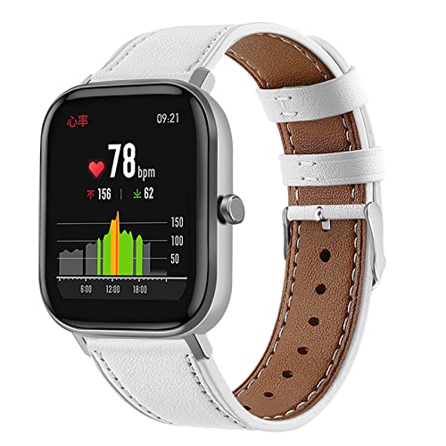 HYKEJI Leder Armband für Amazfit GTS/GTS 2/GTS 2 Mini/GTR 42mm Armband, Lederband Ersatzband mit Edelstahl-Verschluss Kompatibel mit Amazfit GTS/GTS 2/GTS 2 Mini/GTR 42mm (A) von HYKEJI