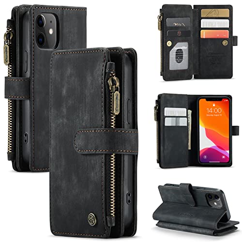 HYKEJI Lederhülle für iPhone 12 Mini hülle Leder Schutzhülle Geldbörse, Flip Magnetverschluss Handyhülle, 7 Kartenfächer Reißverschluss Münzfach Hülle Kompatibel mit iPhone 12 Mini Lederhülle (C) HYKEJI Lederhülle für iPhone 12 Mini hülle Leder Schutzhülle Geldbörse, Flip Magnetverschluss Handyhülle, 7 Kartenfächer Reißverschluss Münzfach Hülle Kompatibel mit iPhone 12 Mini Lederhülle (C) von HYKEJI