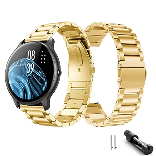 HYKEJI Metall Armband für Samsung Galaxy Watch Active/Active 2 40mm/44mm Armband, Verstellbare Edelstahl Ersatzbänder Armband Kompatibel mit Samsung Galaxy Watch Active/Active 2 40mm/44mm (Gold) von HYKEJI