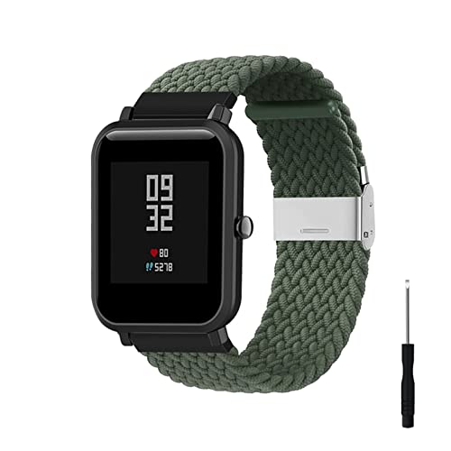 HYKEJI Nylon Armband Kompatibel mit Amazfit Gts 2 Mini Armband, Nylon Geflochten Einstellbar Elastisch Dehnbarer Ersatz Sport Armband für Amazfit Gts 2 Mini (L) von HYKEJI