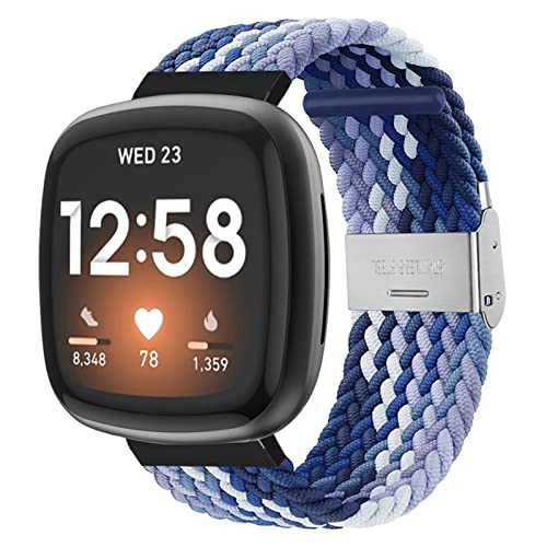 HYKEJI Nylon Armband Kompatibel mit Fitbit Versa/Versa 2/ Versa Lite/Versa SE Armband, Geflochten Einstellbar Elastisch Dehnbarer Ersatz Sport für (I) von HYKEJI