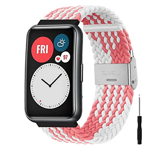 HYKEJI Nylon Armband Kompatibel Mit Huawei Watch Fit - Geflochten Einstellbar Elastisch Dehnbarer Ersatz Sport Armband (5) von HYKEJI