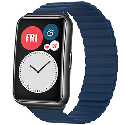HYKEJI Silikon Magnetverschluss Armband Kompatibel mit Huawei Watch Fit Armband für Damen Herren, Ersatzarmbänder mit starkem Magnetverschluss für Huawei Watch Fit Armband (G) von HYKEJI