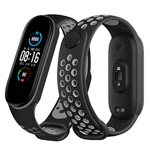HYKEJI Sport Armband Kompatibel mit Xiaomi Mi Band 6 / Xiaomi Mi Band 5 / Amazfit Band 5, Atmungsaktives Weiches Silikon Ersatz Armband für Xiaomi Mi Band 6 / Mi Band 5 / Amazfit Band 5 (J) von HYKEJI