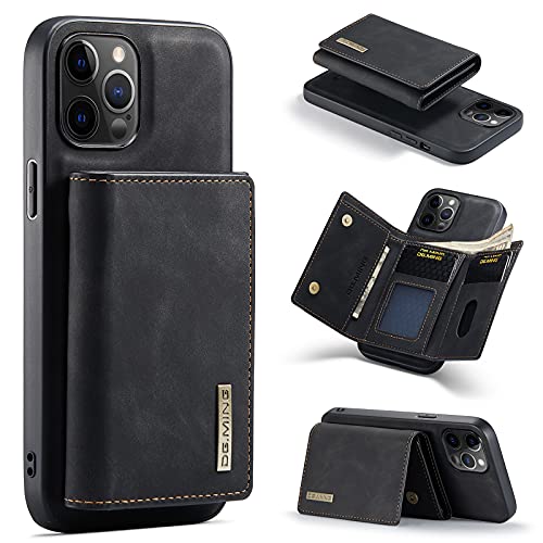 HYKEJI kompatibel mit iPhone 12 Pro Max hülle Leder Schutzhülle Geldbörse, Abnehmbare Magnetverschluss Handyhülle, mit Card Slots und magnetischer Back Cover Case für iPhone 12 Pro Max (B) von HYKEJI