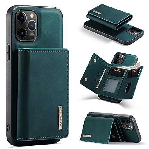 HYKEJI kompatibel mit iPhone 12 Pro Max hülle Leder Schutzhülle Geldbörse, Abnehmbare Magnetverschluss Handyhülle, mit Card Slots und magnetischer Back Cover Case für iPhone 12 Pro Max (C) von HYKEJI