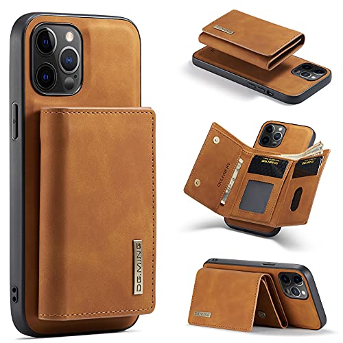 HYKEJI kompatibel mit iPhone 12 Pro Max hülle Leder Schutzhülle Geldbörse, Abnehmbare Magnetverschluss Handyhülle, mit Card Slots und magnetischer Back Cover Case für iPhone 12 Pro Max (D) von HYKEJI