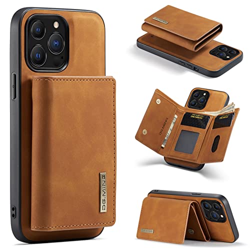 HYKEJI kompatibel mit iPhone 13 Pro Max hülle Leder Schutzhülle Geldbörse, Abnehmbare Magnetverschluss Handyhülle, mit Card Slots und magnetischer Back Cover Case für iPhone 13 Pro Max (B) von HYKEJI