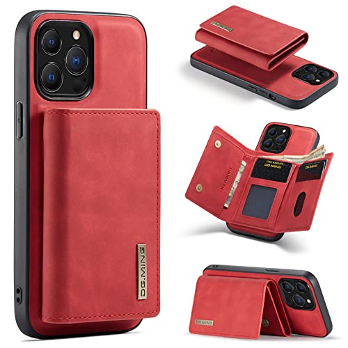 HYKEJI kompatibel mit iPhone 13 Pro Max hülle Leder Schutzhülle Geldbörse, Abnehmbare Magnetverschluss Handyhülle, mit Card Slots und magnetischer Back Cover Case für iPhone 13 Pro Max (C) von HYKEJI