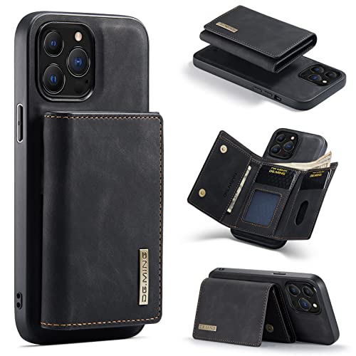 HYKEJI kompatibel mit iPhone 13 Pro Max hülle Leder Schutzhülle Geldbörse, Abnehmbare Magnetverschluss Handyhülle, mit Card Slots und magnetischer Back Cover Case für iPhone 13 Pro Max (E) von HYKEJI