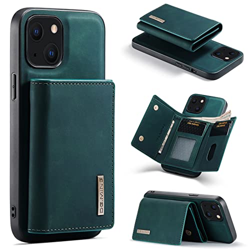 HYKEJI kompatibel mit iPhone 13 hülle Leder Schutzhülle Geldbörse, Abnehmbare Magnetverschluss Handyhülle, mit Card Slots und magnetischer Back Cover Case für iPhone 13 (D) von HYKEJI