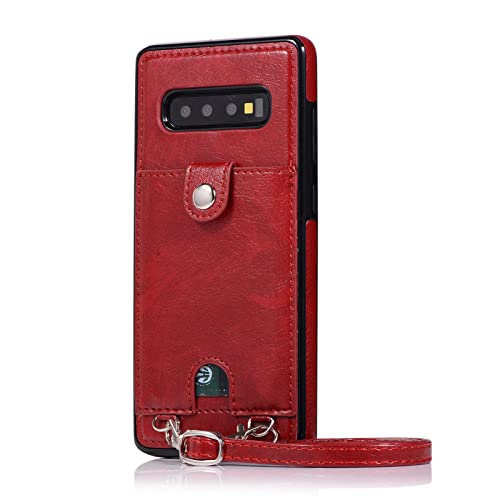 Handykette Handyhülle für Samsung Galaxy S10 Hülle, mit Verstellbarer Band Necklace(abnehmbar) Hülle, Lederhülle PU Leder [Kartenfächer] Cover Schutzhülle Kompatibel mit Samsung Galaxy S10 (E) von HYKEJI