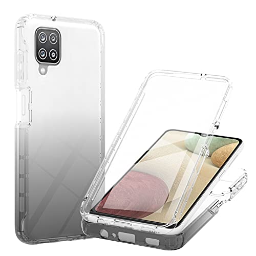Hülle für Samsung Galaxy A12 Hülle 360 Grad Handyhülle Full Schutz Cover 2in1 Separat Hart PC Zurück + Weich TPU Vorderseite Vorne und Hinten Schutzhülle kompatibel mit Samsung A12 (Schwarz) von HYKEJI