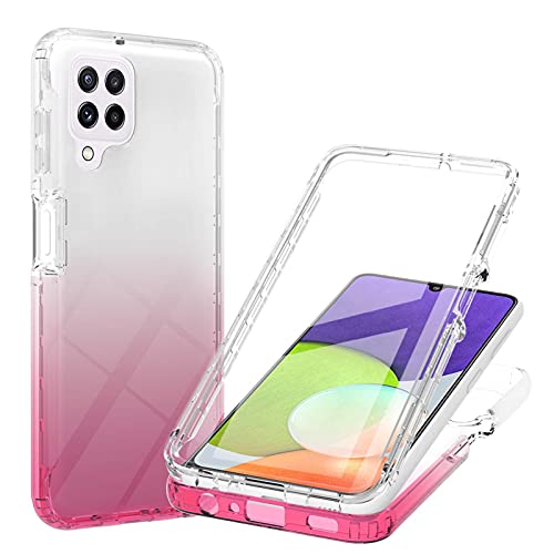 Hülle für Samsung Galaxy A22 4G Hülle 360 Grad Handyhülle Full Schutz Cover 2in1 Separat Hart PC Zurück + Weich TPU Vorderseite Vorne und Hinten Schutzhülle kompatibel mit Samsung A22 4G (Rosa) von HYKEJI