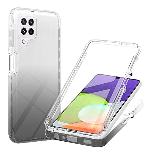 Hülle für Samsung Galaxy A22 4G Hülle 360 Grad Handyhülle Full Schutz Cover 2in1 Separat Hart PC Zurück + Weich TPU Vorderseite Vorne und Hinten Schutzhülle kompatibel mit Samsung A22 4G (Schwarz) von HYKEJI