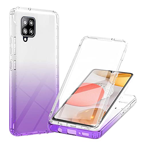 Hülle für Samsung Galaxy A42 5G Hülle 360 Grad Handyhülle Full Schutz Cover 2in1 Separat Hart PC Zurück + Weich TPU Vorderseite Vorne und Hinten Schutzhülle kompatibel mit Samsung A42 5G (Violett) von HYKEJI