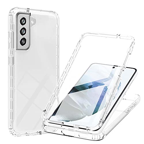 Hülle für Samsung Galaxy S21 FE Hülle 360 Grad Handyhülle Full Schutz Cover 2in1 Separat Hart PC Zurück + Weich TPU Vorderseite Vorne und Hinten Schutzhülle kompatibel mit Samsung S21 FE (Weiß) von HYKEJI